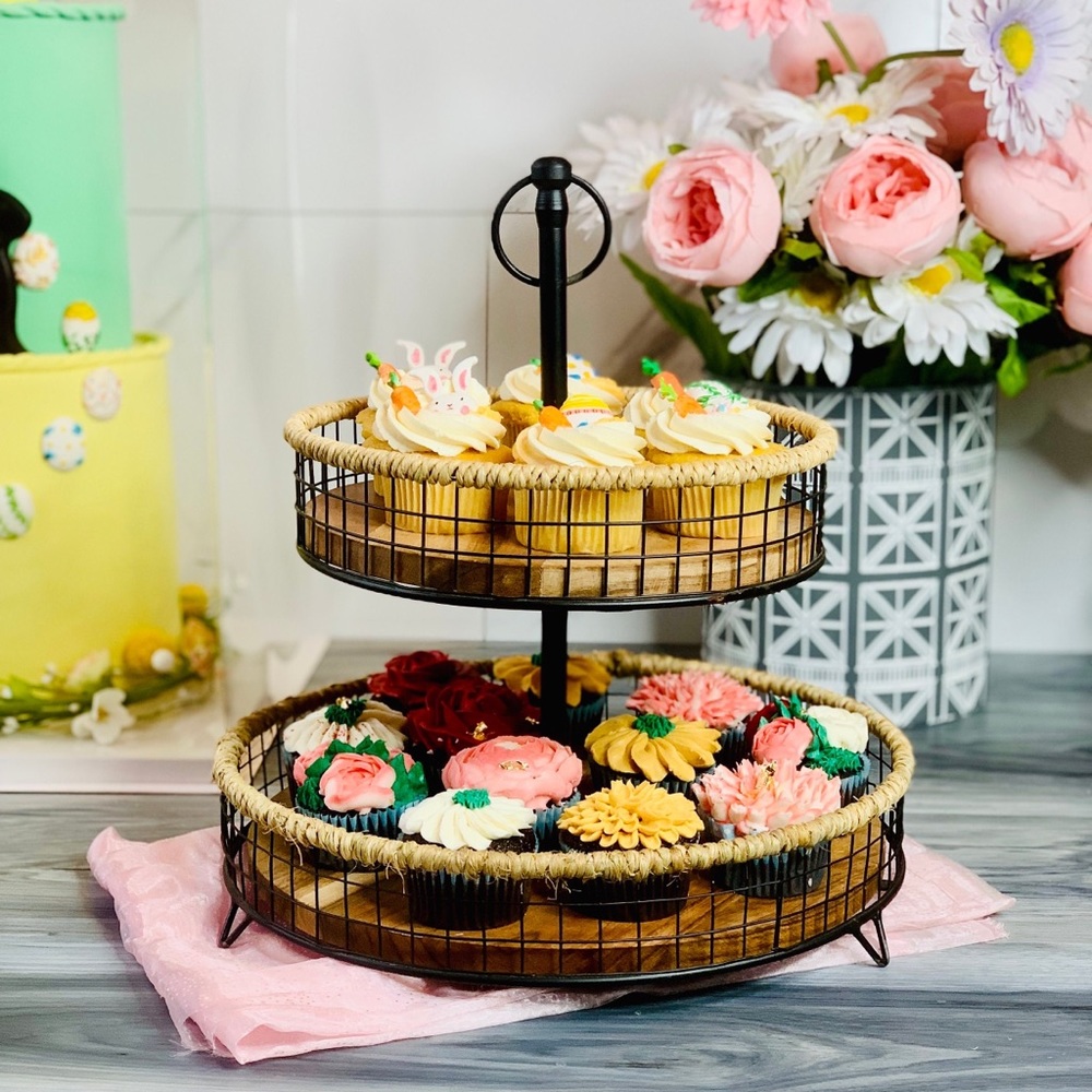 2 Tier Wedding Cupcake Stand - 2 Tier Wood Tray - Wood Desserts Display Stand